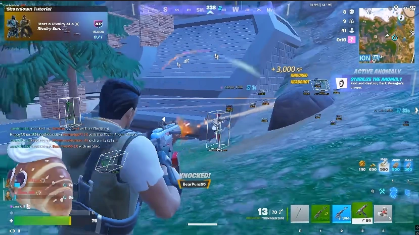 Fortnite weapons laid out for a loadout comparison